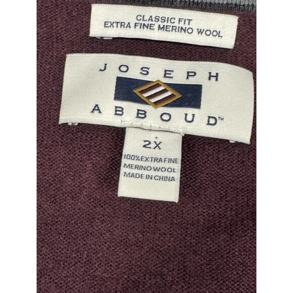 Joseph Abboud Extra Fine Merino Wool V Neck Sweater Mens 2XL Purple Pullover - Picture 2 of 3